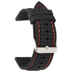 Silikonski kaiš - SK24.22 Crna boja crveni štep 24mm