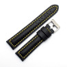 Kožni kaiš Diloy 24mm DIL374.1.10 Crni sa zutim štepom