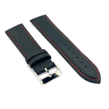 Kožni kaiš Diloy 20mm DIL205.1.6 Crni sa crvenim štepom