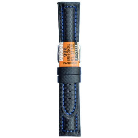 Kožni kaiš Diloy 20mm DIL374.1.5 Crni sa plavim štepom