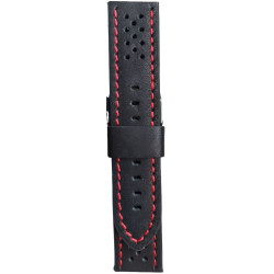 Kožni kaiš Diloy 22mm DIL398.1.6 Crni sa crvenim stepom
