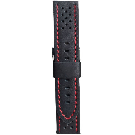 Kožni kaiš Diloy 22mm DIL398.1.6 Crni sa crvenim stepom