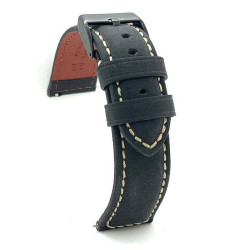 Kožni kaiš Diloy 24mm DIL397.1 Crni sa belim štepom
