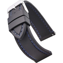 Silikonski kaiš 24mm Crna boja (sa plavim štepom) SK24.08