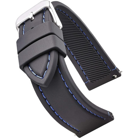 Silikonski kaiš 24mm Crna boja (sa plavim štepom) SK24.08